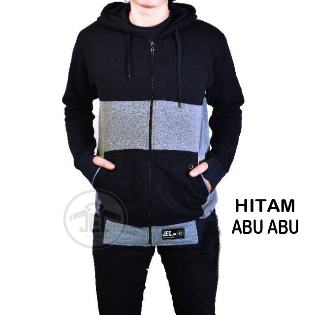 JEC ID Jaket Sweater Hoodie Zipper Combi Rib Roundhand Full Premium - Sweater Distro - Switer - Sweeter - Sweatshirt