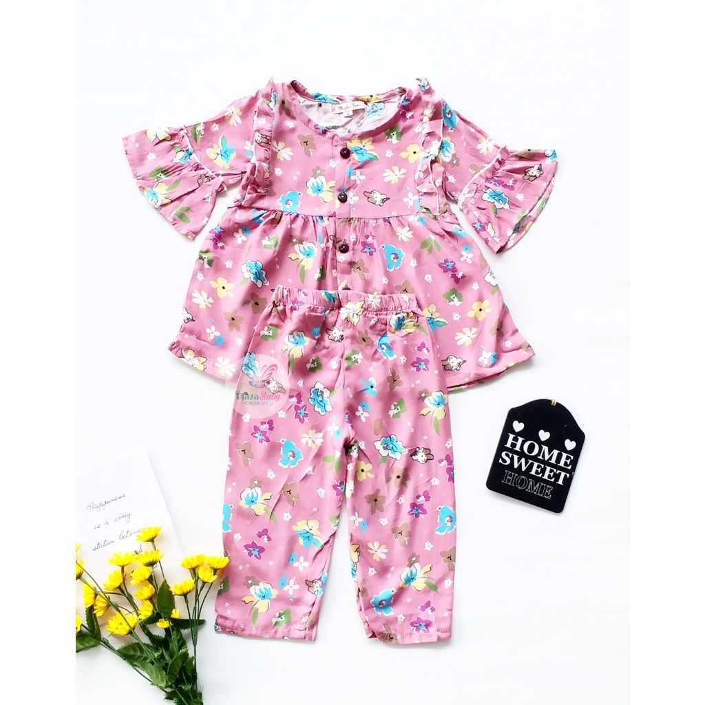 Plazababyku RZ JASMEEN ONE SET setelan bayi motif bunga yang lucu