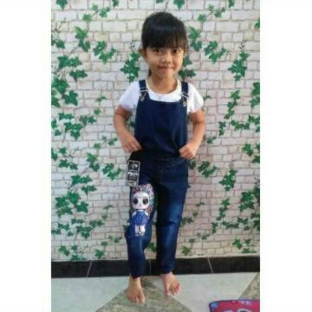 Overall jeans celana panjang LOL LED, size 6bln-8th (no inner)