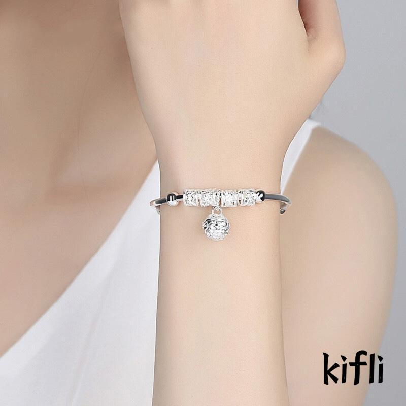 Gelang Manik-Manik Lonceng Keberuntungan Bahan 925 Silver Plated Gaya Etnik Untuk Wanita