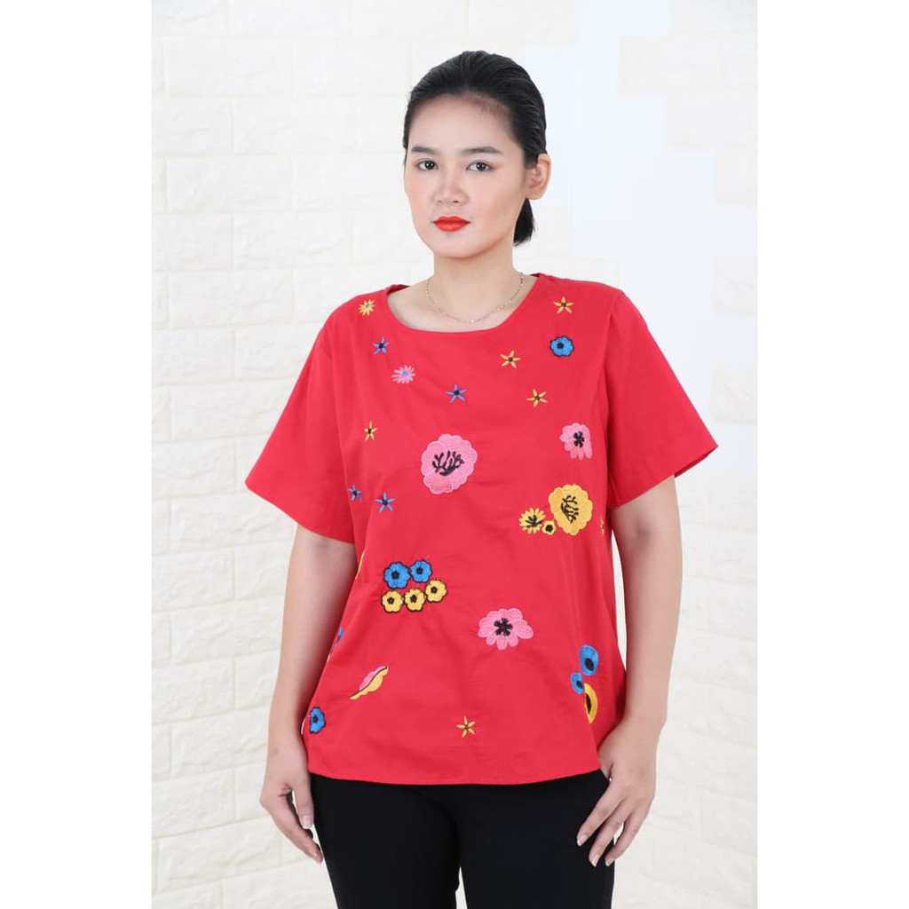 ATASAN JUMBO/KAOS IMPORT/BLUS IBU IBU/PAKAIAN MURAH WANITA/ 17249-K - Merah