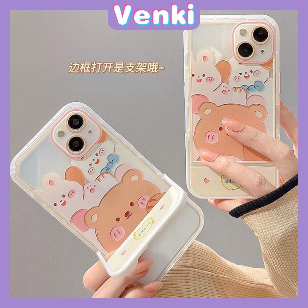 iPhone Case with Invisible Folding Stand Silicone Soft Case Airbag Shockproof Protection Camera Cartoon Cute Compatible For iPhone 11 Pro Max 13 Pro Max 12 Pro Max 7Plus xr XS Max