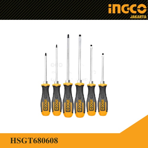 Obeng Ketok set 6Pcs ( PH SL )Go Thru Screwdriver Set INGCO HSGT680608