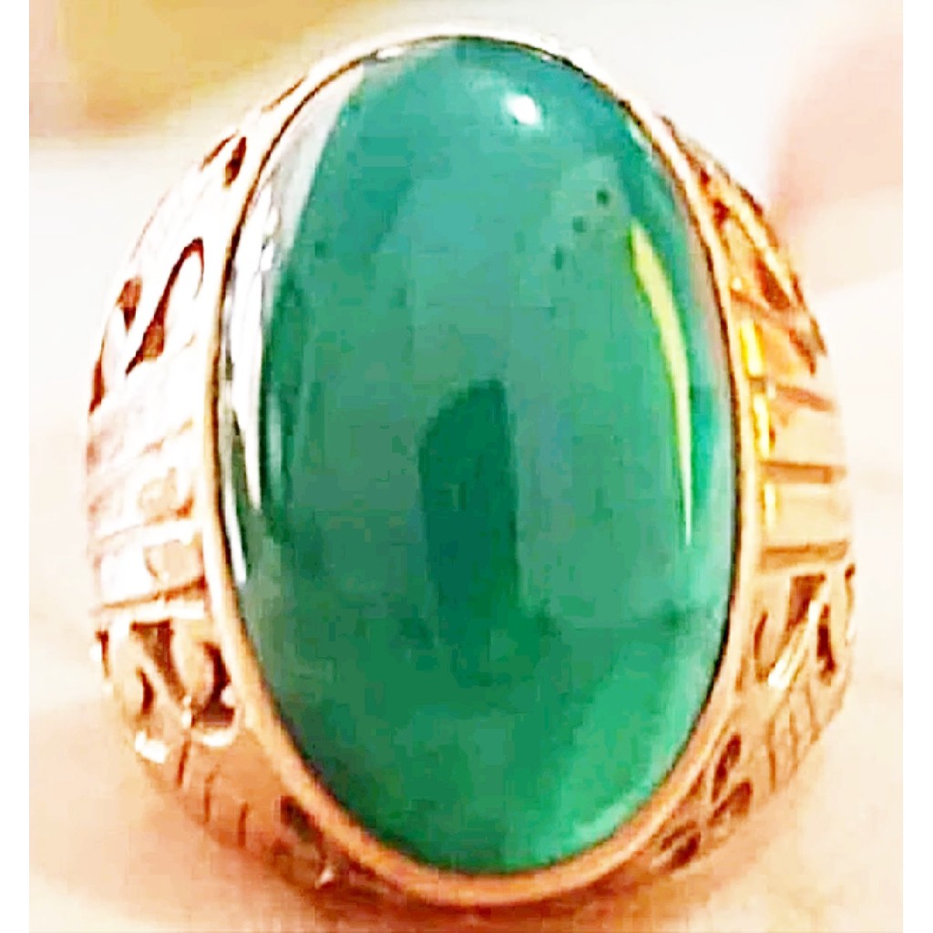 BACAN DOKO batu akik natural bacan gulau coklat  size 17mm BONUS ring perak