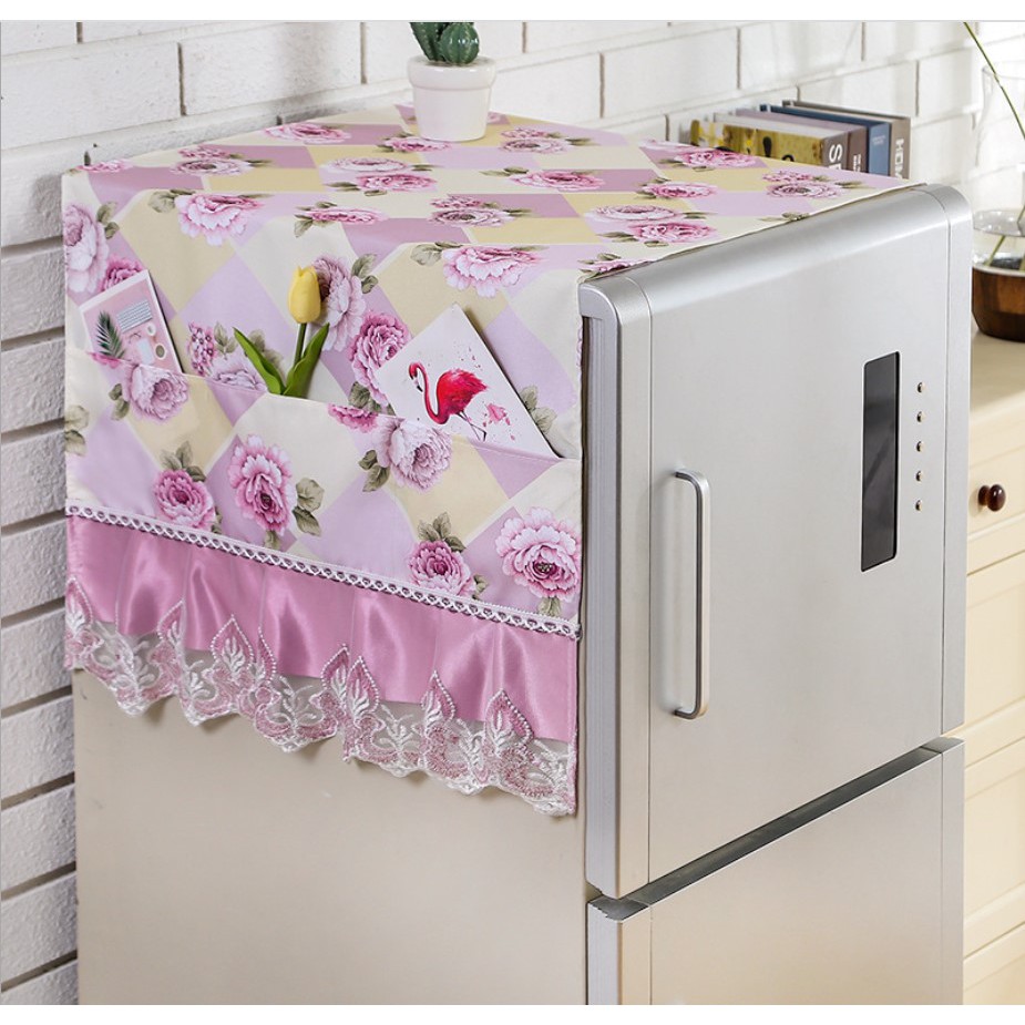 Shabby Lace Refrigerator Cover / Penutup Sarung Kulkas Elegant Vintage Tebal