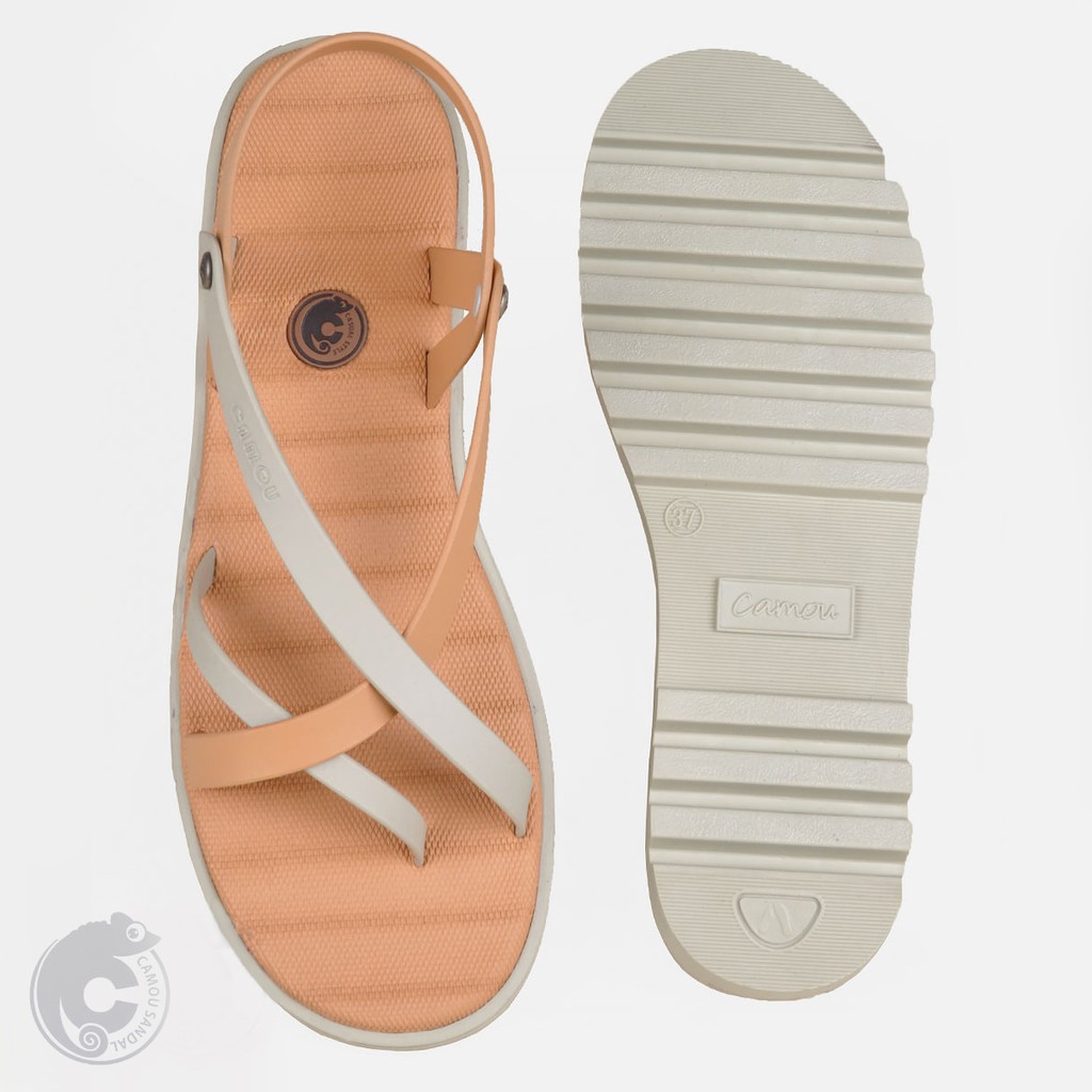 CAMOU - Liviana Mango - Sandal Tali Wanita Kasual Warna Orange Beige