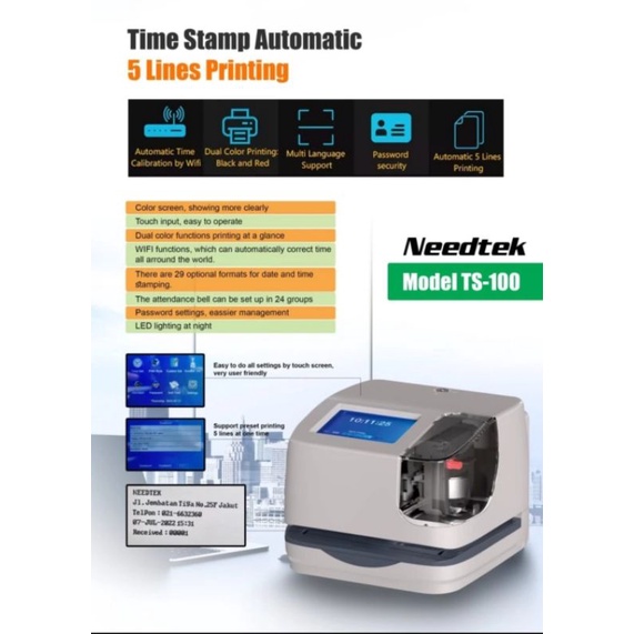 NEEDTEK TS-100 Automatic Time and Date Stamp - Mesin Absen Check Clock