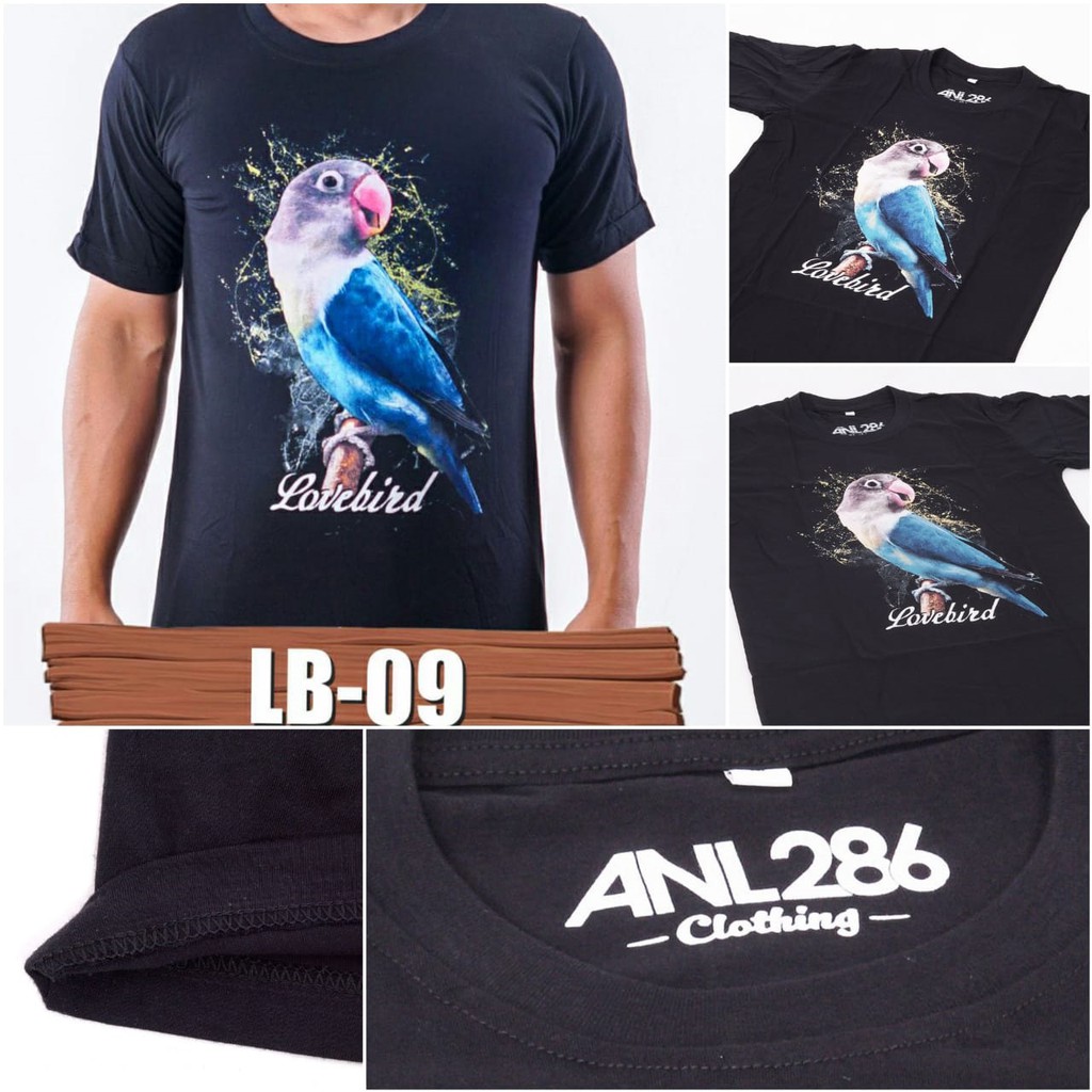 LB09-Kaos Lovebird , Kaos Kicau Mania , Baju Gambar Burung Lovebird , Baju Lovebird , Kaos Burung