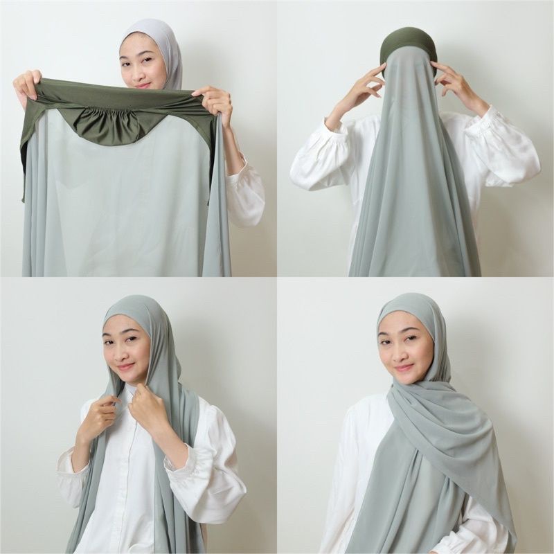Pashmina ciput instan 2in1 ceruty/ Hijab instan ciput / pashmina inner hijab ceruty babydoll