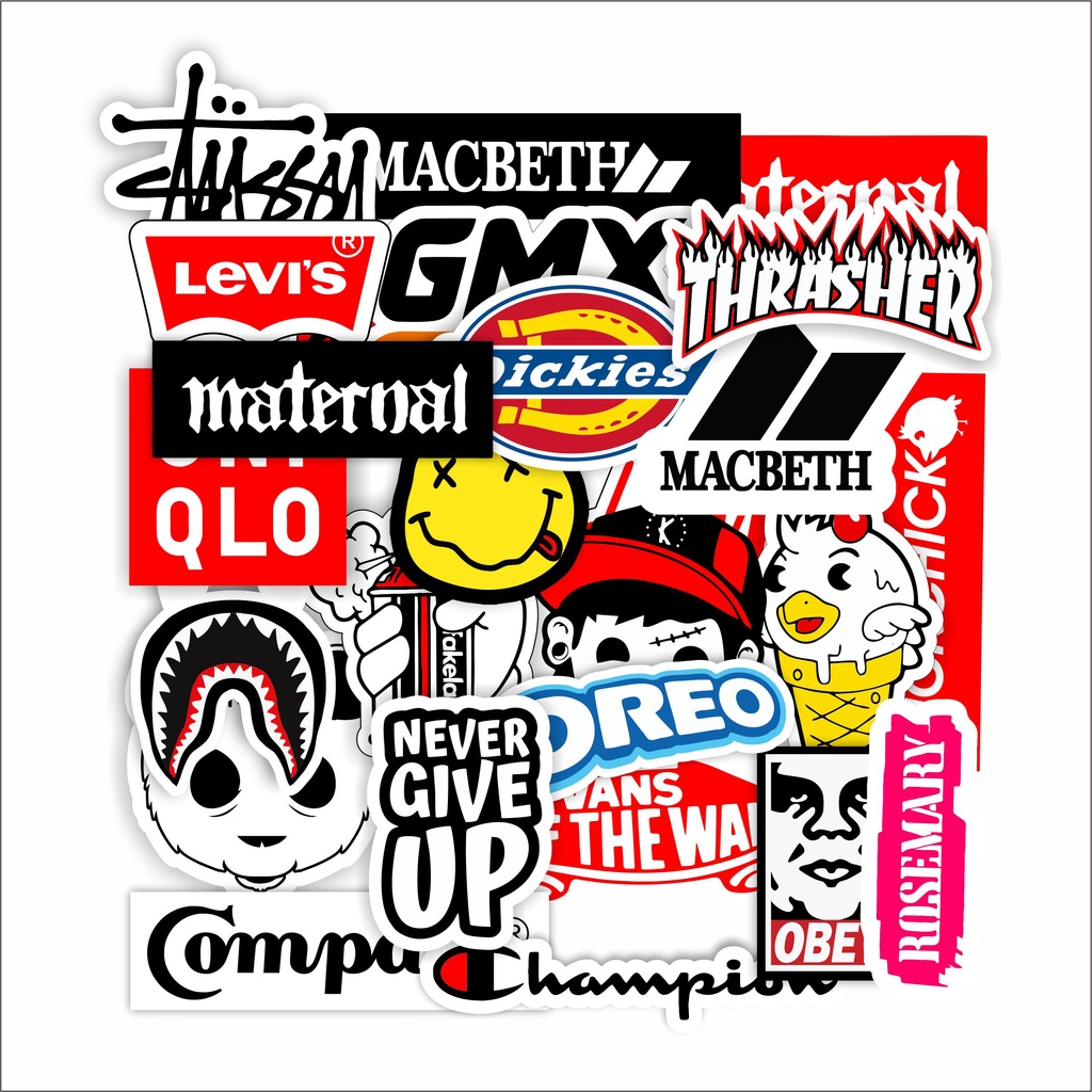 

Stiker Brand Distro Sticker Paket Isi 40pcs Graftac Waterproof High Quality Tumblr Pop Art Stripping striping Decal