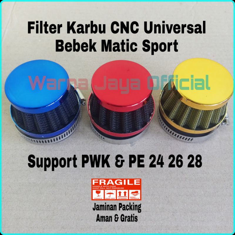 Filter Karbu CNC Universal Motor  Bebek Matic Sport / Support PWK & PE 24 26 28  filter Pilter Vilte
