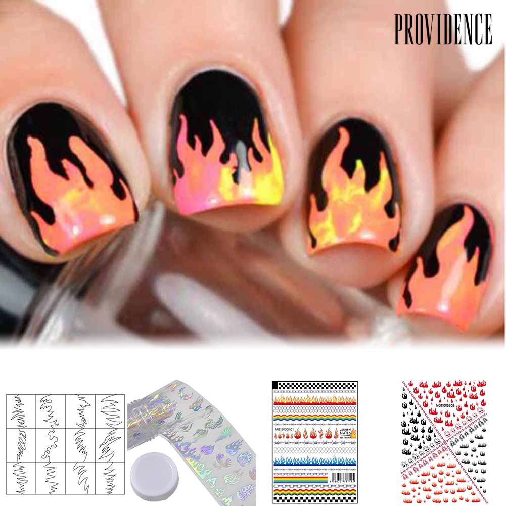 Providence Laser Flame Print Nail Art Sticker Adhesive Decal Removable Manicure Decoration