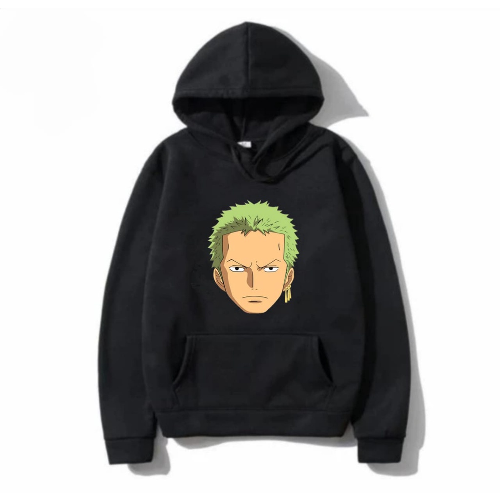 hoodie anime one piece zoro FACE bahan fleece ready S M L XL XXL XXXL XXXXL BIGSIZE