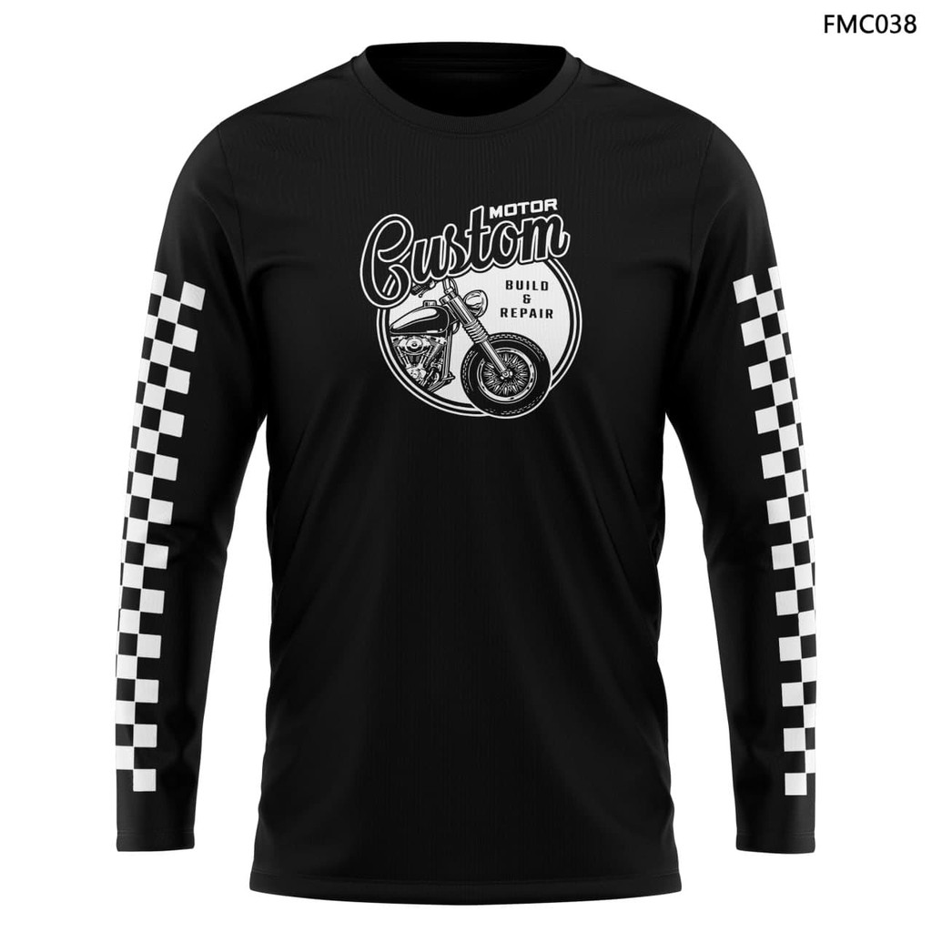 Pakaian Pria Kaos Motor Custom Garage Racing Baju Motor Lengan Panjang