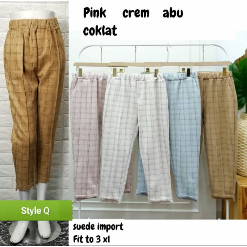 Celana Panjang Wanita Import Jumbo Bahan Suede