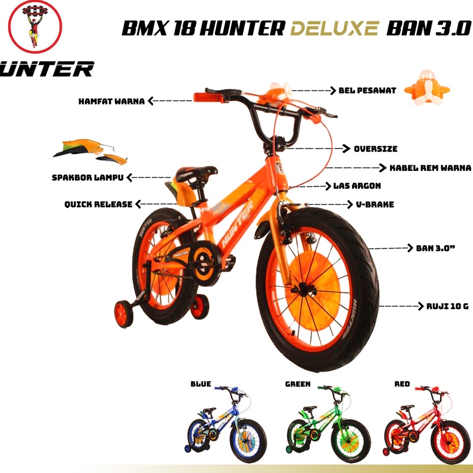 SEPEDA BMX 18" HUNTER DELUXE BAN 3.0 BEL PESAWAT