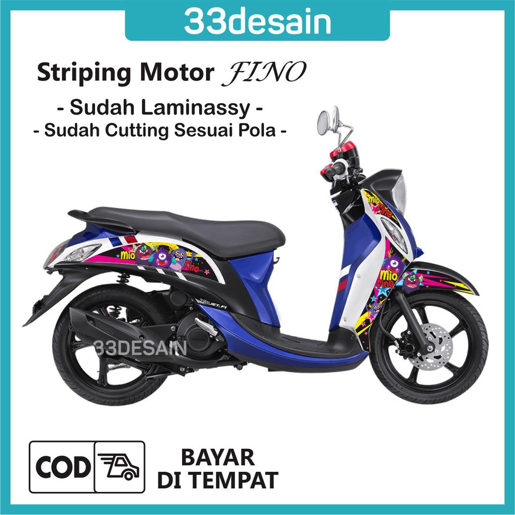 Jual Aksesoris Stiker Motor Sticker Striping Motor Full Print Fino Cute Monster 17 33Desain Indonesia Shopee Indonesia