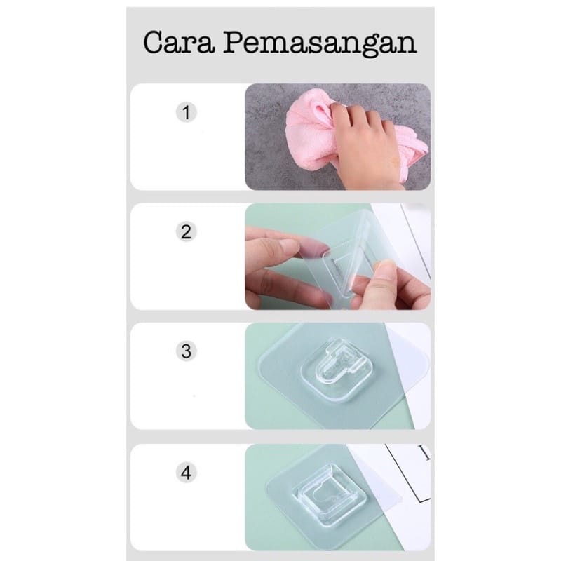 MATAHARI [1Set] Gantungan Tempel Socket Hook Gantung Pasangan Plus Minus Kualitas Premium Double Tape Nano