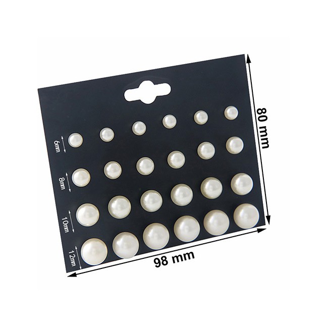 LRC Perhiasan Set Fashion White Pure Color Decorated Earrings Sets(12 Pairs)