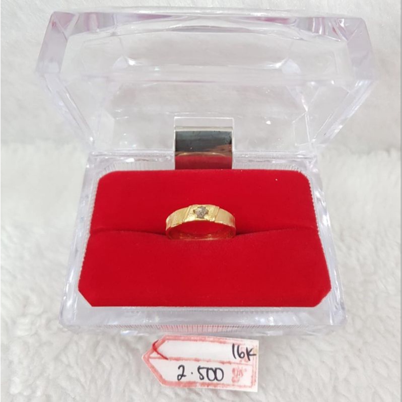 Int244CC18CC cincin persegi wanita gold mata intan berlian diamond natural new collection simple ber