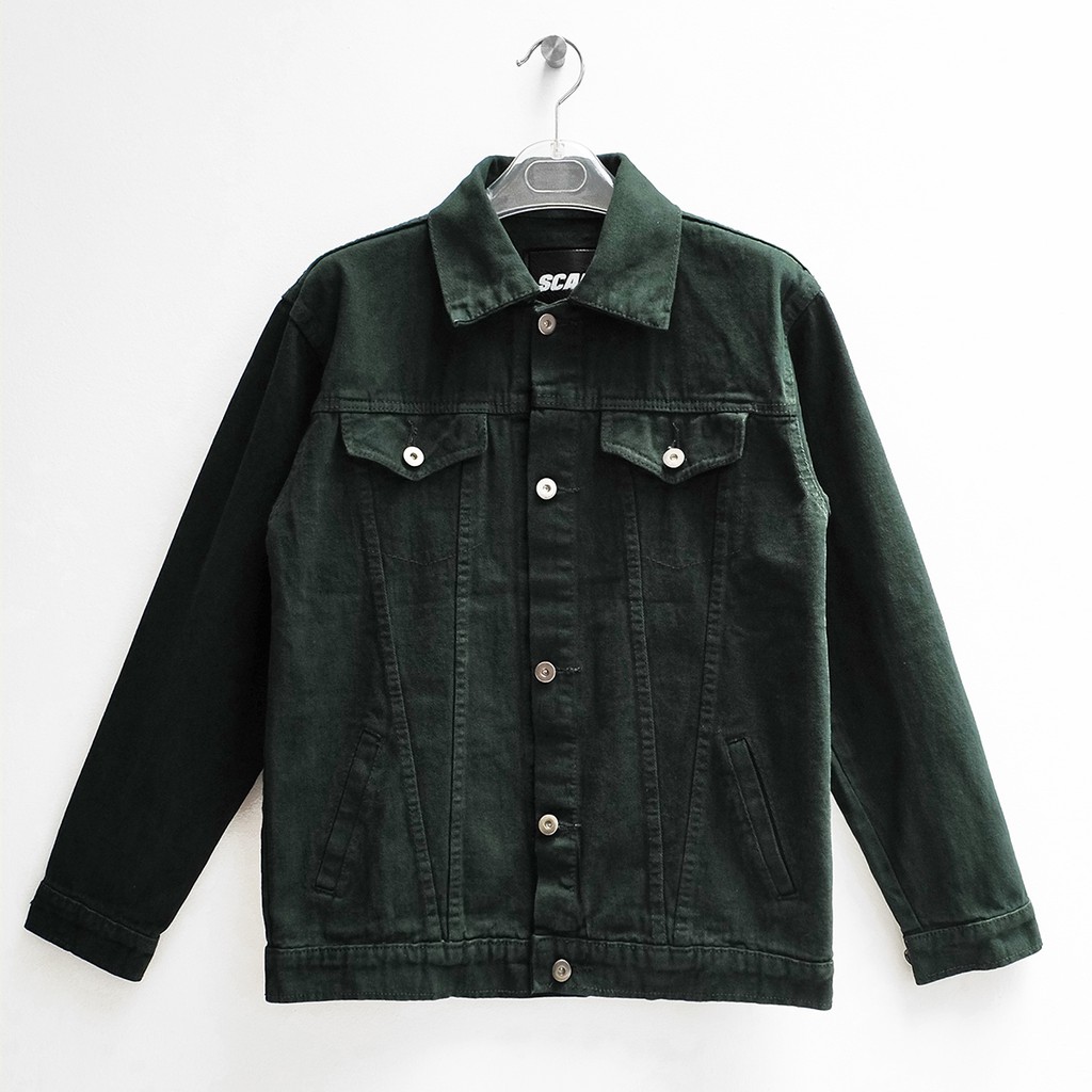Scape Gear Hamilton 2 Denim Trucker Jacket Jeans Jaket Forest Green Hijau Tua Pria