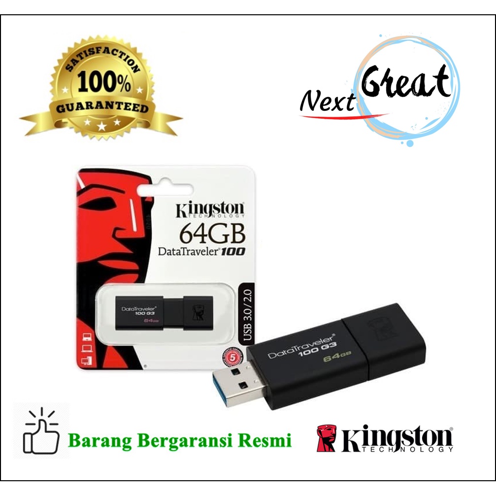 Kingston Flashdisk 64GB DT100 G3 USB 3.0 [DT100G3/64GB]
