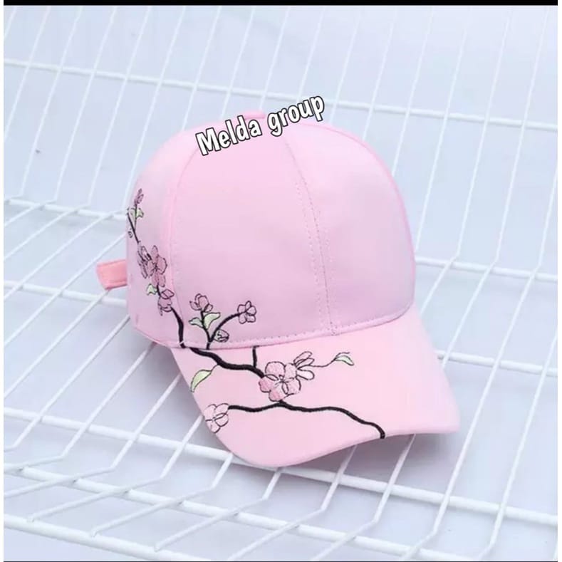 Topi Baseball Motif Bunga Daisy Kecil Gaya Hip Hop Untuk Wanita / Topi Bordir Bunga