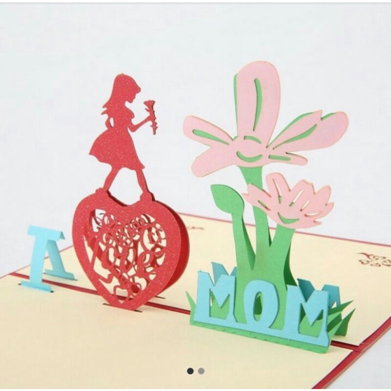 

Kartu ucarapn 3D 4D pop up i love mother gift card birthday card mothers day card
