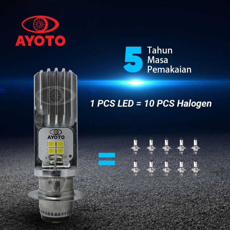 bohlam depan motor led ayoto original