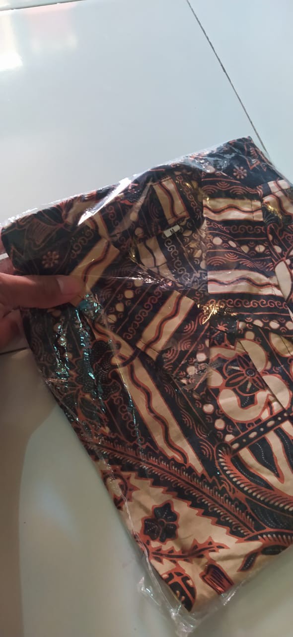 Kemeja Batik Pria Lengan Panjang Size M L Xl Xxl  Bswart Batik Hrb026 Kenongo Hem Panjang Padi