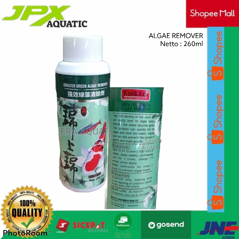 ALGAE REMOVER 260 ml / PENGHILANG LUMUT KOLAM / PEMBERSIH ALGA / OBAT KOI / KOLAM KOI
