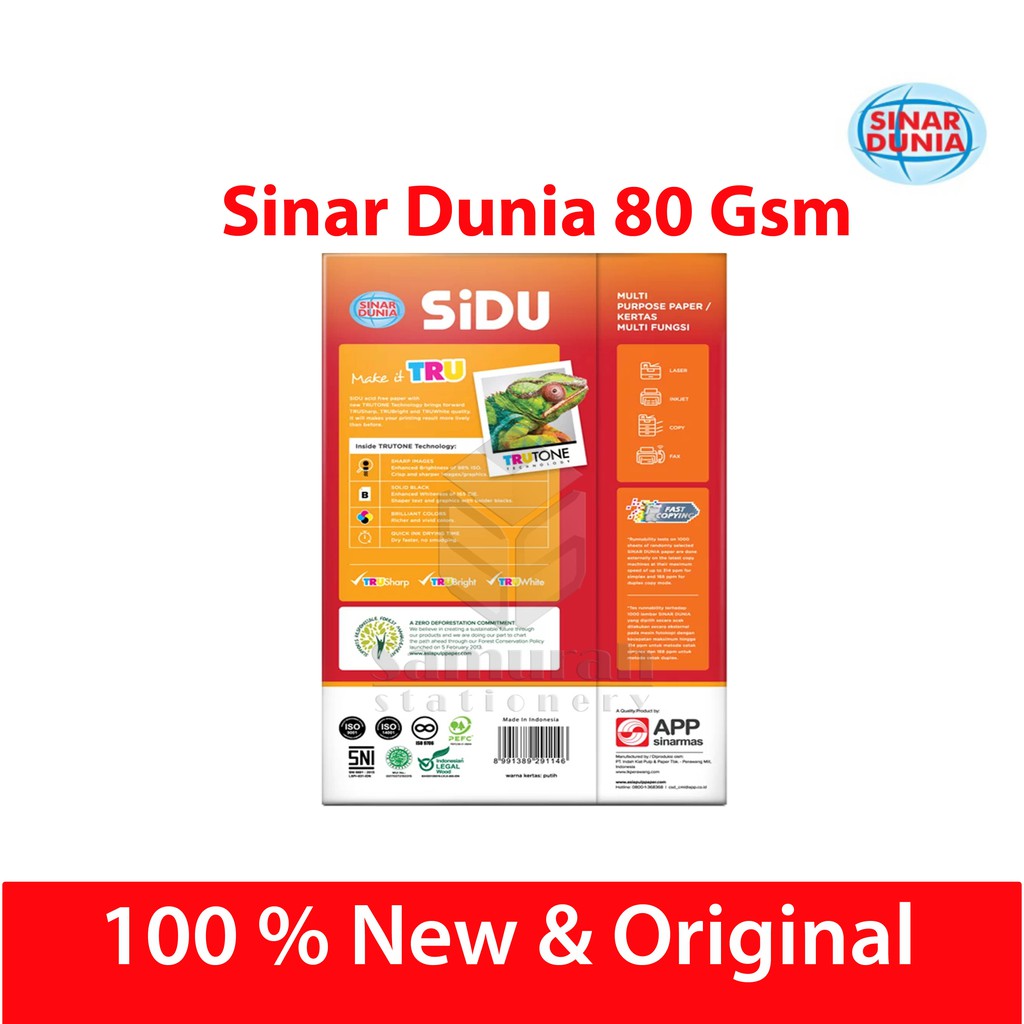 

H7Y Kertas HVS Sinar Dunia Folio /F4 80 Gsm / HVS Sidu F4 80 Gram / Kertas HVS Putih Print Sidu F4