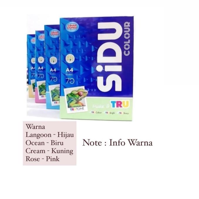

KERTAS HVS WARNA SIDU A4 70 GR / BOX / KHUSUS GOSEND XBV5615EA