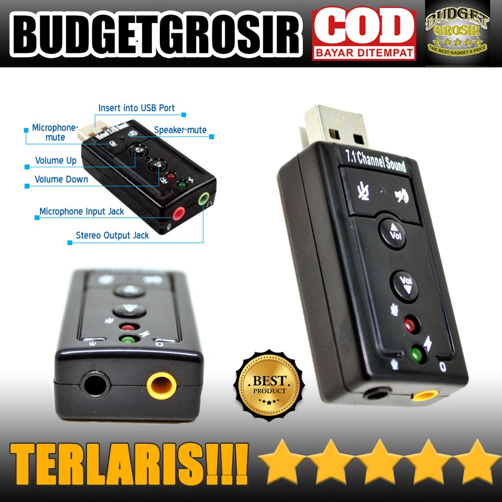 SOUND CARD ADAPTER USB 7.1 CHANNEL TAFFWARE - TC-03