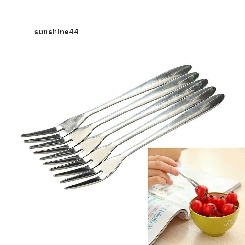Sunshine 5Pcs Garpu Buah Dua Gigi Bahan Stainless Steel