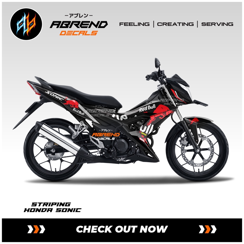 Striping Honda Sonic Redbull / Stiker Motor Honda Sonic 150 Custom / Stock Decals