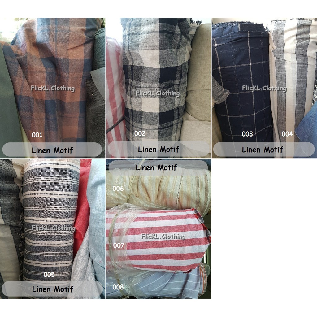 Bahan Kain Linen Motif Corak Cotton Katun Baju Kemeja Polosan Casual Formil Uniqlo