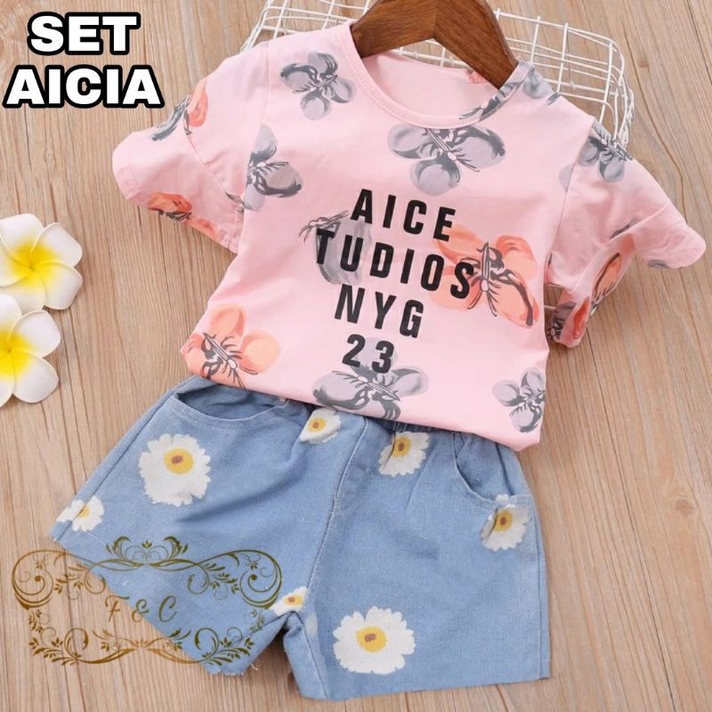 SET CELANA FASHION AICIA KID ANAK, BABYTERRY, SETELAN, 3 UKURAN