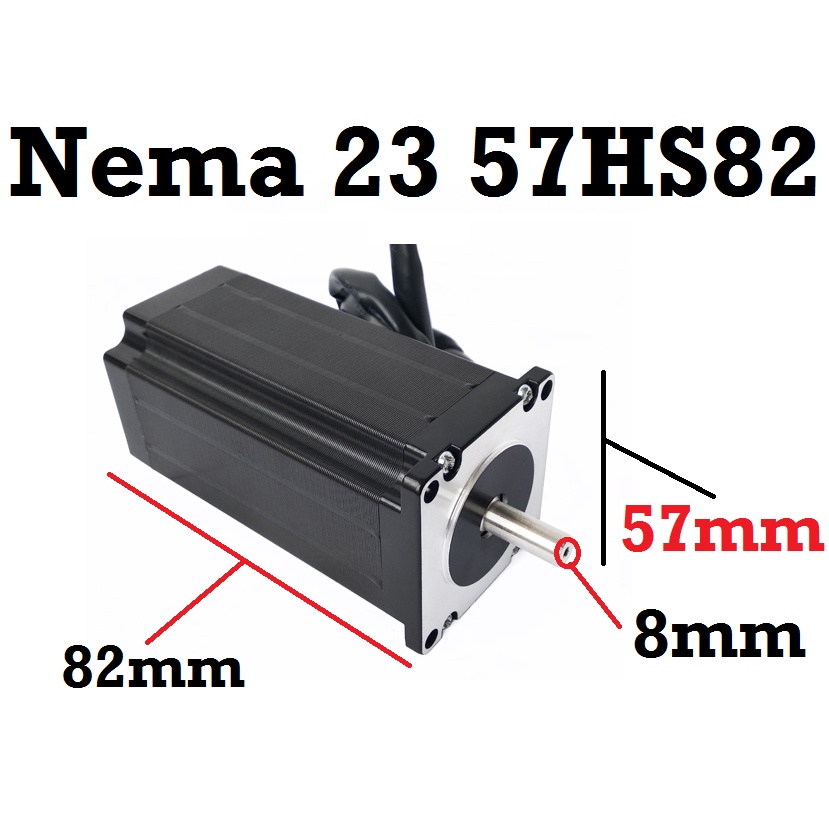 [HAEBOT] Motor Stepper Nema 23 57HS82 2.2Nm 82mm 3A 315OZ CNC Robot Laser Router Plasma Milling High Torque Mesin Induksi Slider Mekanik Bipolar 2 Phase Fasa Coil Dinamo Penggerak