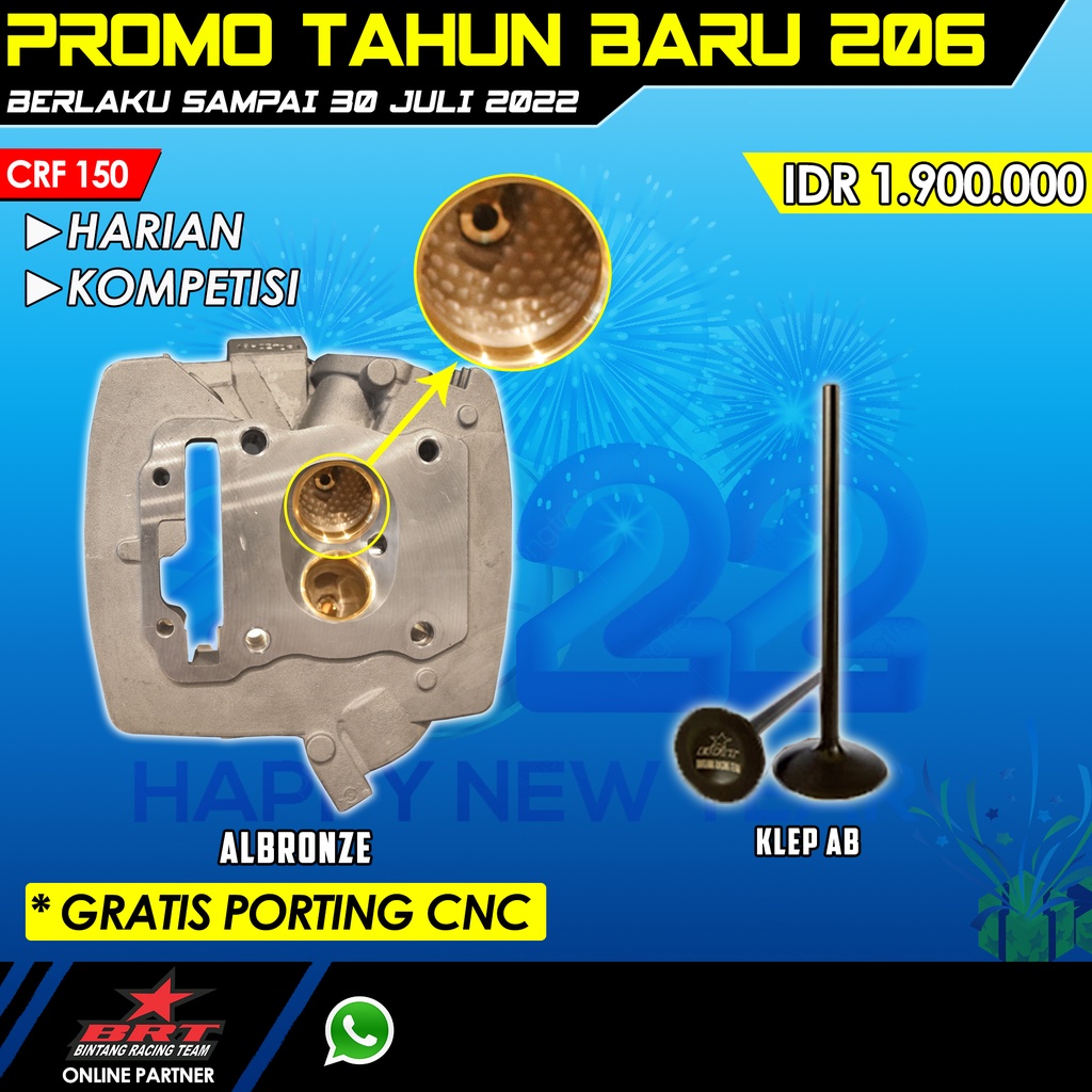 HEAD ALBRONZE/NICEKL - KLEP 34/29 / 36/31 FREE PORTING CNC BRT - HONDA CRF 150