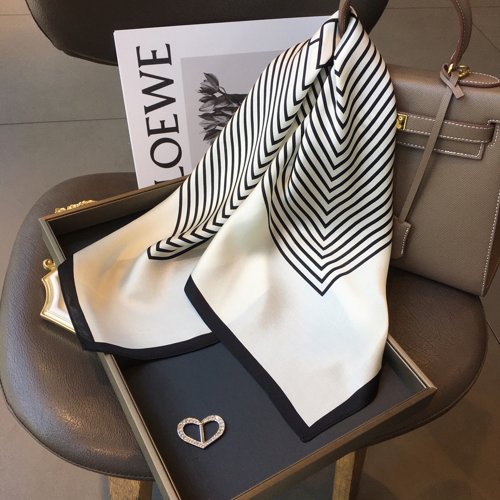 90x90cm 100% Mulberry Silk Scarf Nordic Simple Striped Silk Scarf Square Scarf Scarf Shawl