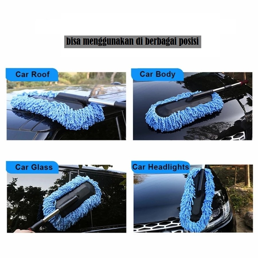 AM-16 Biru Kemoceng Microfiber Pembersih Debu Mobil Lap Cuci Bisa dipanjangkan Car Duster Pembersih Debu Rumah &amp; Mobil Bahan Cendol Lebar Tebal