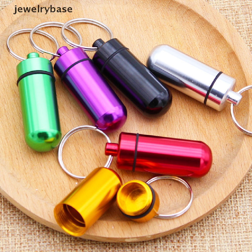 1pc Gantungan Kunci Botol Mini Portable Bahan Aluminum Anti Air Untuk Holder Pil