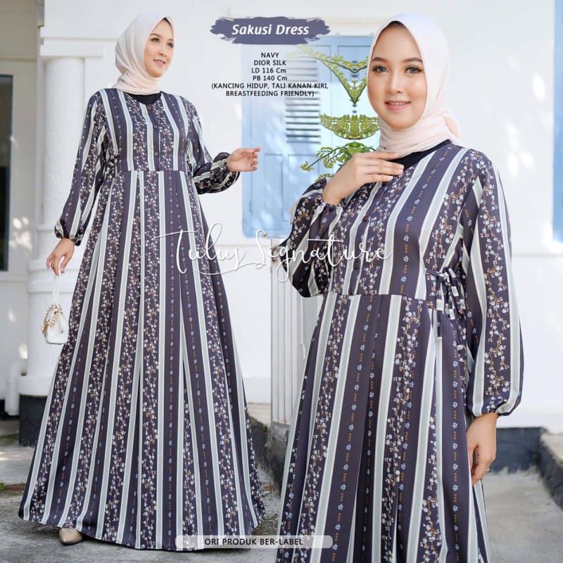 Dress wanita premium / Sakusi dress by tulus signature / Dress motif modern
