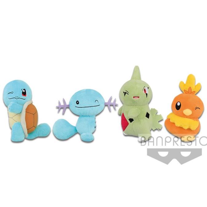 Banpresto Pokemon Plush Squirtle , Larvitar , Wooper , Torchic Ori