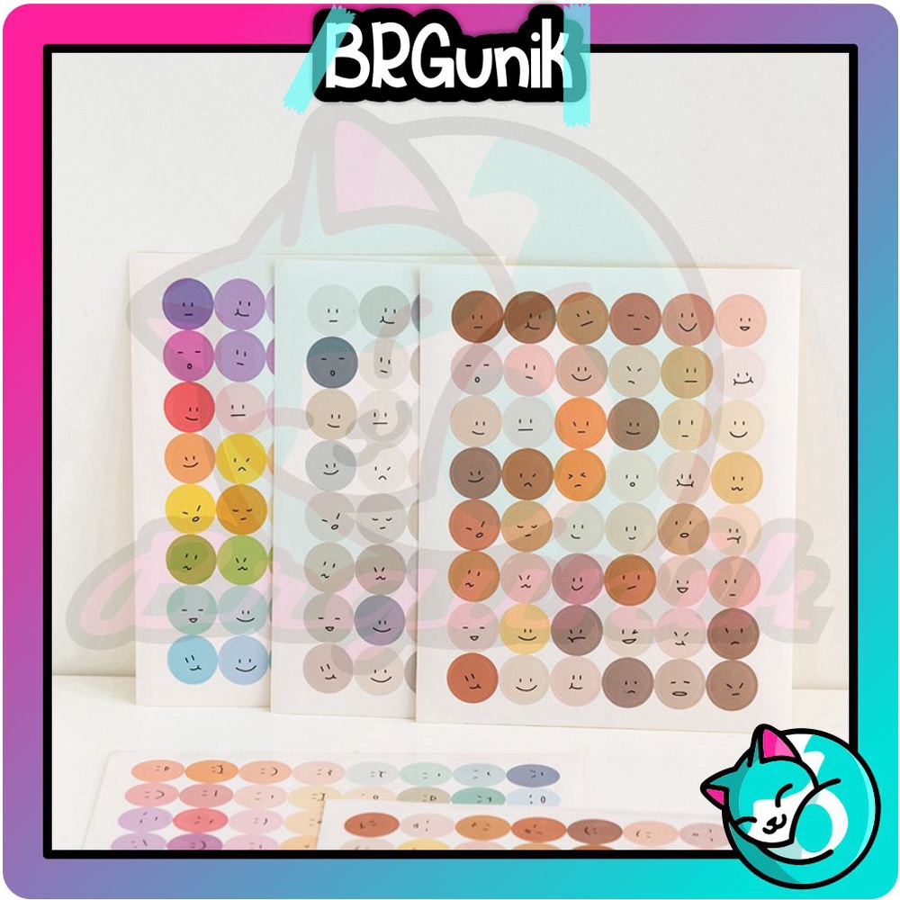 BRGUNIK 1Lembar INS Smiley Face Stiker Scrapbooking Planner Label Stiker Alat Tulis Sekolah R441