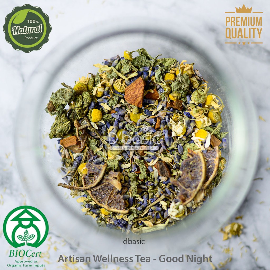 

Artisan Tea Cafe Good Night Tea Artisan Teh 100 gr Lavender Chamomile Mint Lime Kayu Manis