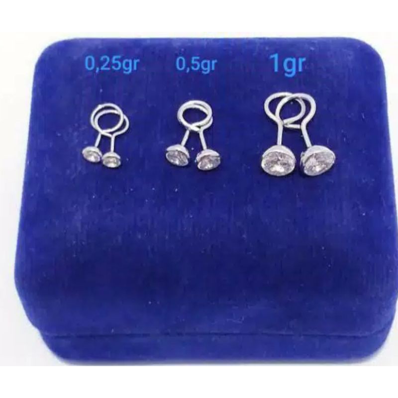 ANTING TOGE PERAK 925 LAPIS MAS PUTIH ASLI