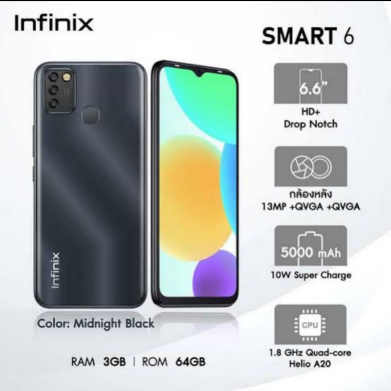 infinix smart 6 ram 3gb   64gb garansi resmi
