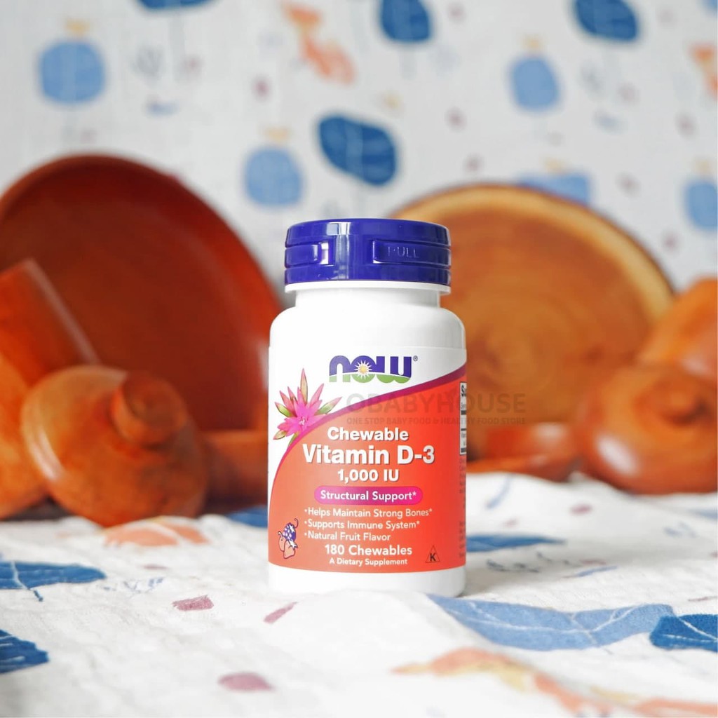 Now Foods Vitamin D3 (1000 IU) Fruit Flavor 180 Chewables